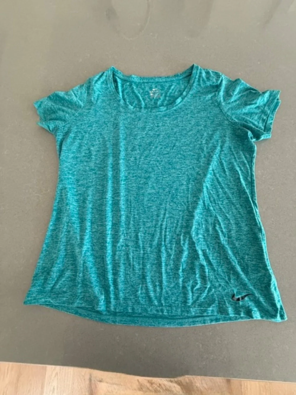 Women's NIKE Dri-Fit Teal Fitted Scoop Neck Short Sleeve Shirt XL X-Large